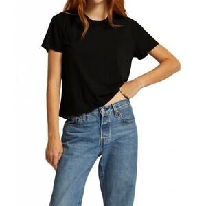 NEW PERFECTWHITETEE harley crispy lightweight cotton boxy crew tee in true black